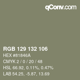 Color code: RGB 129 132 106 | qconv.com