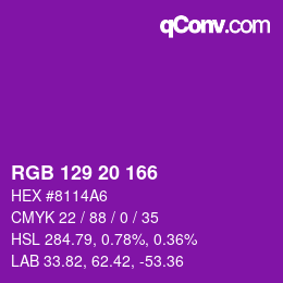 Color code: RGB 129 20 166 | qconv.com