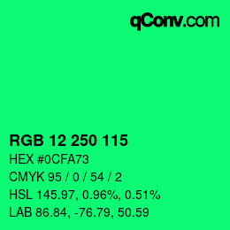 Code couleur: RGB 12 250 115 | qconv.com