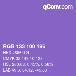 Farbcode: RGB 133 100 196 | qconv.com