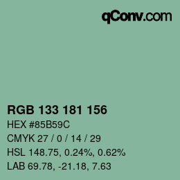 Código de color: RGB 133 181 156 | qconv.com