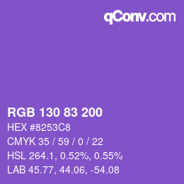 Color code: RGB 130 83 200 | qconv.com