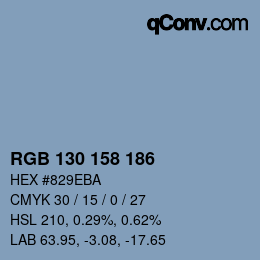 Color code: RGB 130 158 186 | qconv.com