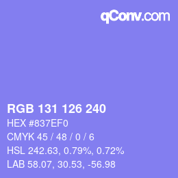 Farbcode: RGB 131 126 240 | qconv.com