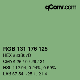 Color code: RGB 131 176 125 | qconv.com