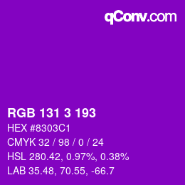 カラーコード: RGB 131 3 193 | qconv.com