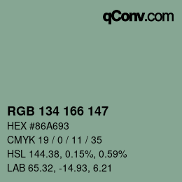 Código de color: RGB 134 166 147 | qconv.com