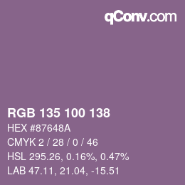 Farbcode: RGB 135 100 138 | qconv.com