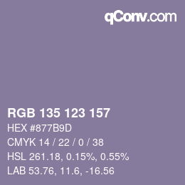 カラーコード: RGB 135 123 157 | qconv.com