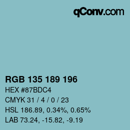 Farbcode: RGB 135 189 196 | qconv.com