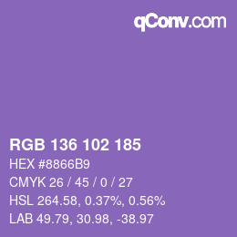 Código de color: RGB 136 102 185 | qconv.com