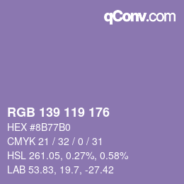 Farbcode: RGB 139 119 176 | qconv.com