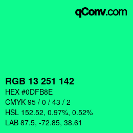 Farbcode: RGB 13 251 142 | qconv.com