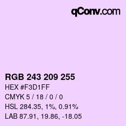 Code couleur: RGB 243 209 255 | qconv.com