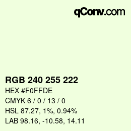 Código de color: RGB 240 255 222 | qconv.com