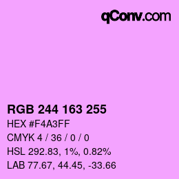 Code couleur: RGB 244 163 255 | qconv.com