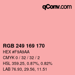 Código de color: RGB 249 169 170 | qconv.com