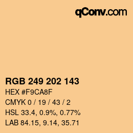 Color code: RGB 249 202 143 | qconv.com