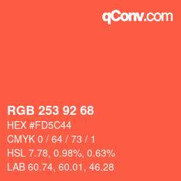 Color code: RGB 253 92 68 | qconv.com