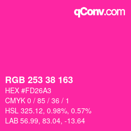 Código de color: RGB 253 38 163 | qconv.com