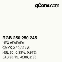 Código de color: RGB 250 250 245 | qconv.com