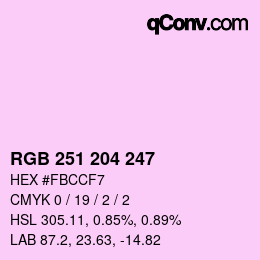 Color code: RGB 251 204 247 | qconv.com