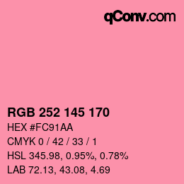 Código de color: RGB 252 145 170 | qconv.com