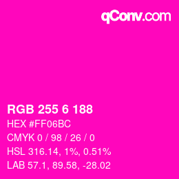 Código de color: RGB 255 6 188 | qconv.com