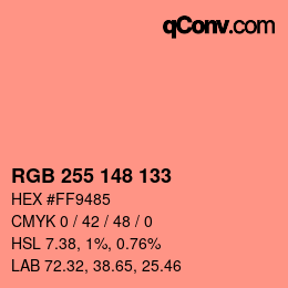 Código de color: RGB 255 148 133 | qconv.com