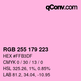 Color code: RGB 255 179 223 | qconv.com