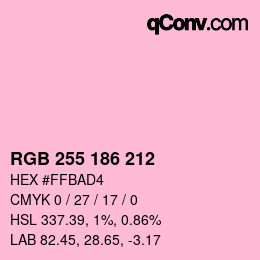 Color code: RGB 255 186 212 | qconv.com