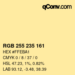 Color code: RGB 255 235 161 | qconv.com