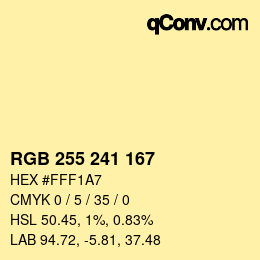 Código de color: RGB 255 241 167 | qconv.com