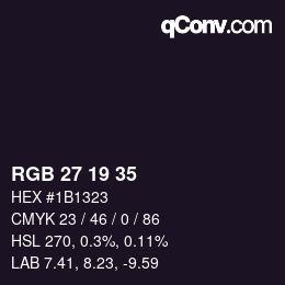 カラーコード: RGB 27 19 35 | qconv.com