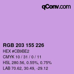 Código de color: RGB 203 155 226 | qconv.com