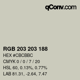 Code couleur: RGB 203 203 188 | qconv.com