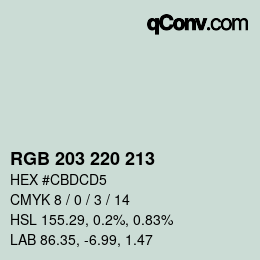 Código de color: RGB 203 220 213 | qconv.com