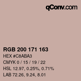 Código de color: RGB 200 171 163 | qconv.com