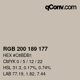 Código de color: RGB 200 189 177 | qconv.com