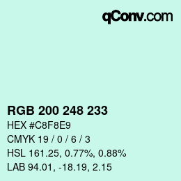 Código de color: RGB 200 248 233 | qconv.com