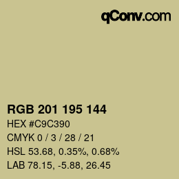 Color code: RGB 201 195 144 | qconv.com