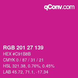 Color code: RGB 201 27 139 | qconv.com