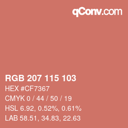 カラーコード: RGB 207 115 103 | qconv.com