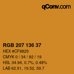 Color code: RGB 207 136 37 | qconv.com