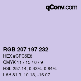 Farbcode: RGB 207 197 232 | qconv.com