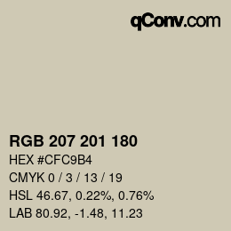 Código de color: RGB 207 201 180 | qconv.com