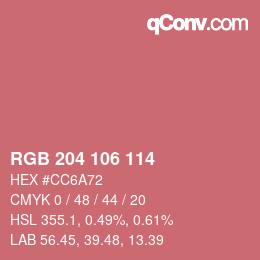 カラーコード: RGB 204 106 114 | qconv.com