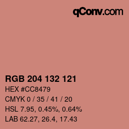 Código de color: RGB 204 132 121 | qconv.com