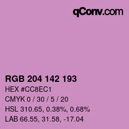 Color code: RGB 204 142 193 | qconv.com