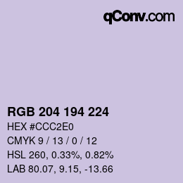 Código de color: RGB 204 194 224 | qconv.com